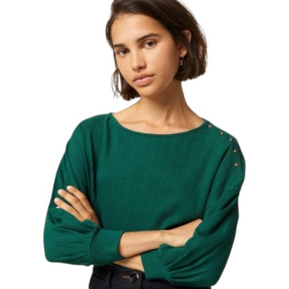 Sessun French Designer blue green half sleeve top size M